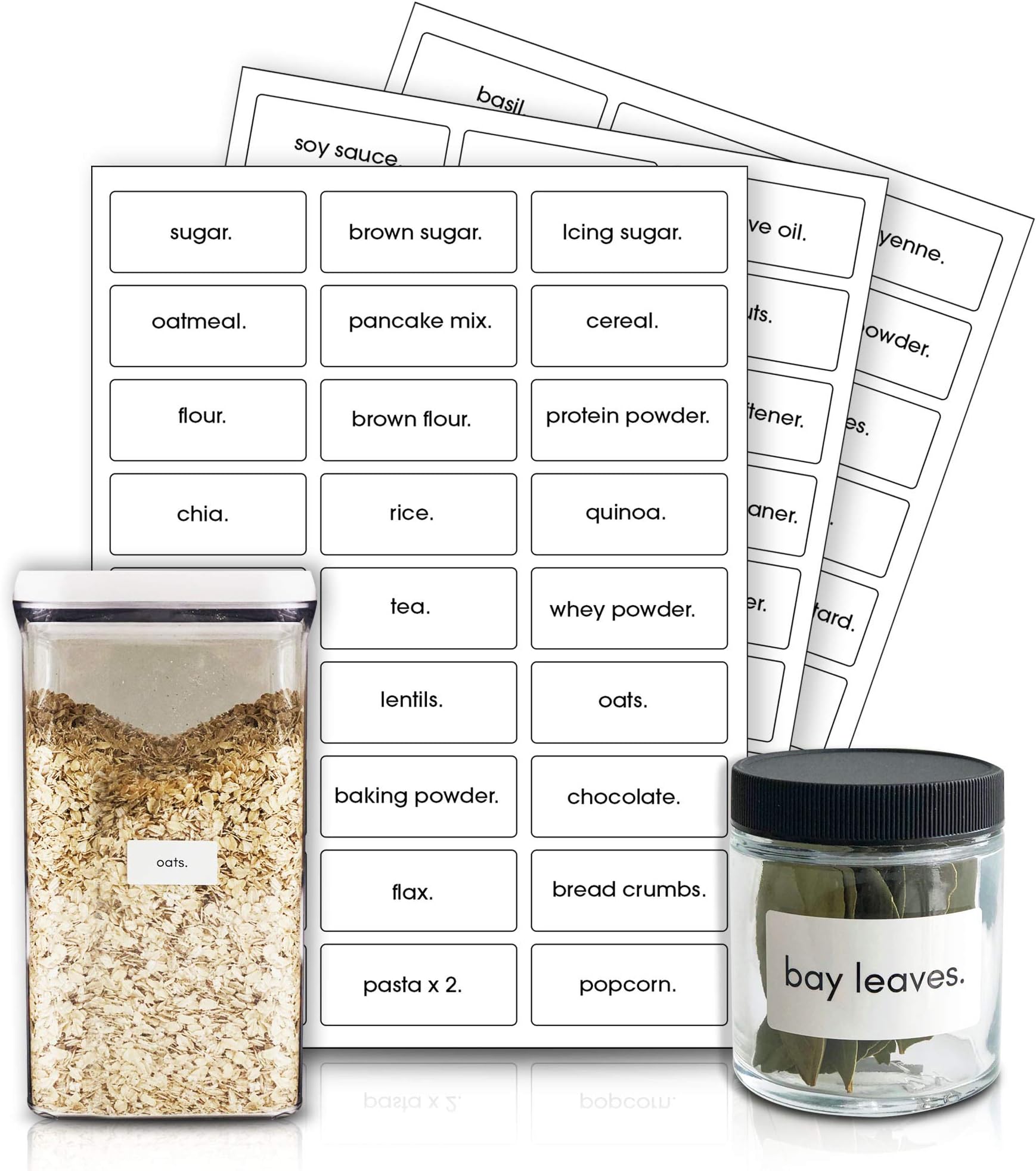 Easy to Apply Waterproof Pantry Labels and Spice Jar Labels for Pantry Organization and Storage, Kitchen Organizer Bins, Cabinet Organizers - Simple Kitchen Storage - 88 Kitchen Organization Labels
