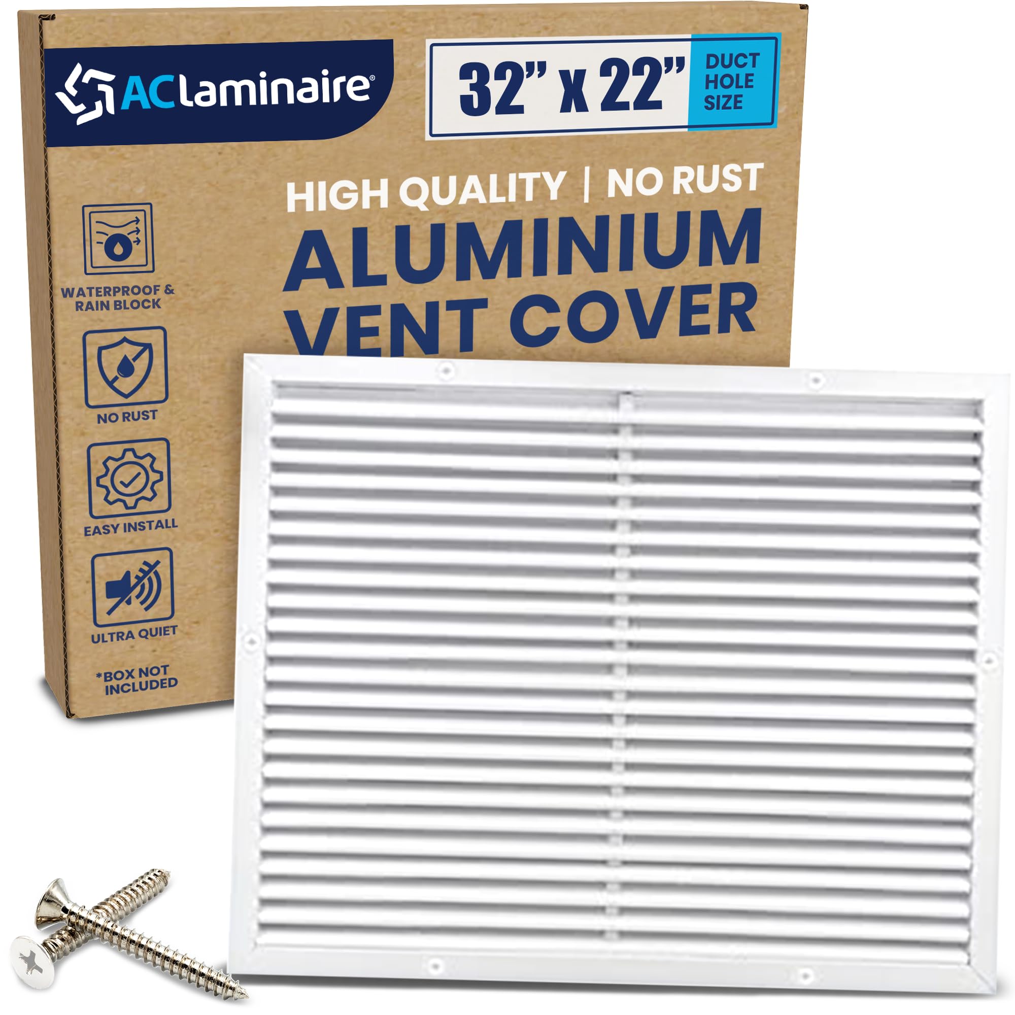 Photo 1 of [32 x 22 Duct Hole] Vent Cover. Aluminum Exterior Return Grille HVAC Sidewall - Outside Air Louver Waterproof & Rain Block. Return Grille Outdoor. The Aluminum Never Rust. White [33.6 x 23.6"Face]