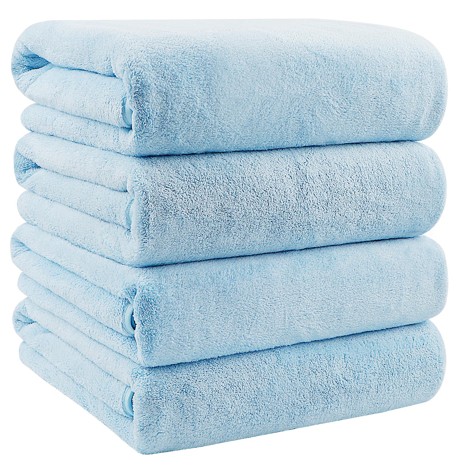 Orighty Bath Towels Set Pack of 4(27’’ x 54’’) - Soft Feel Bath Towel Sets, Highly Absorbent Microfibre Towels for Body, Quick Drying, Microfibre Bath Towels for Sport, Yoga, SPA, Fitness - Blue