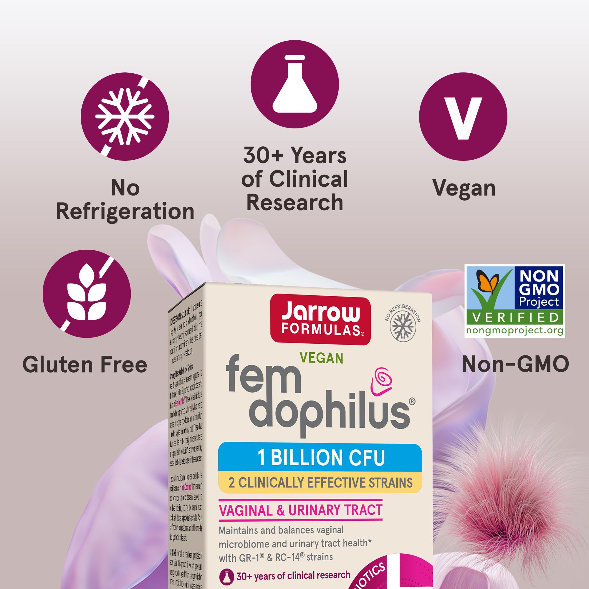 Jarrow Formulas Fem-Dophilus - 1 Billion Organisms Per Serving - 30 Veggie Capsules - Women’s Probiotic - Urinary Tract Health - Up to 30 Servings