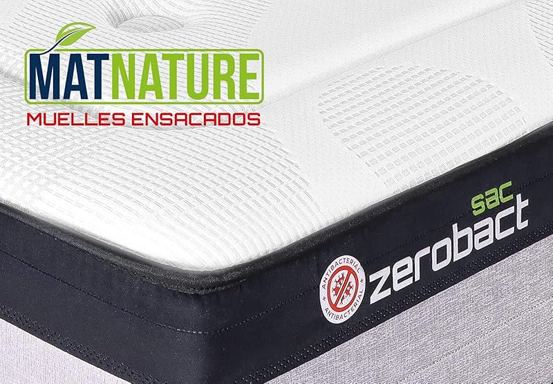 Matnature | Saco Zerobact | Colchão de espuma de memória | Molas de bolso | Grande Firmeza e Adaptabilidade Premium | Altura 30 cm | Antiderrapante e Antibacteriano (90 x 190 cm)
