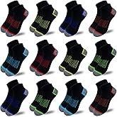JAMEGIO boys socks 12 Pairs kids Half Cushion Low Cut Sock Sport Ankle Athletic Sock for Little Big Kids