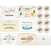 36Sets Employee Anniversary Cards Business Thank You Cards Encouragement Work Team Greeting Cards 6 Different Design Notecards Appreciation Anniversary Cards including 36Pcs Envelopes 40Pcs Stickers