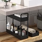 SOLEJAZZ 3-Tier Slim Rolling Storage Cart Black Plastic Stainless Steel view 5