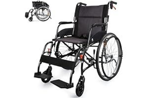 Wheelchairs for Adults, WHLICKS Premium Comfortable Transport Wheelchair Lightweight Foldable，25lb Portable Transfer Chair fo