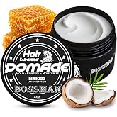 Bossman Hair &amp; Beard Pomade, 2-in-1, Non-Greasy (Naked - Unscented) | Medium Hold for Everyday Styling of Hair, Beard, Mustache - Shapes, Moisturizes &amp; Tames With Shea Butter - Made in Texas
