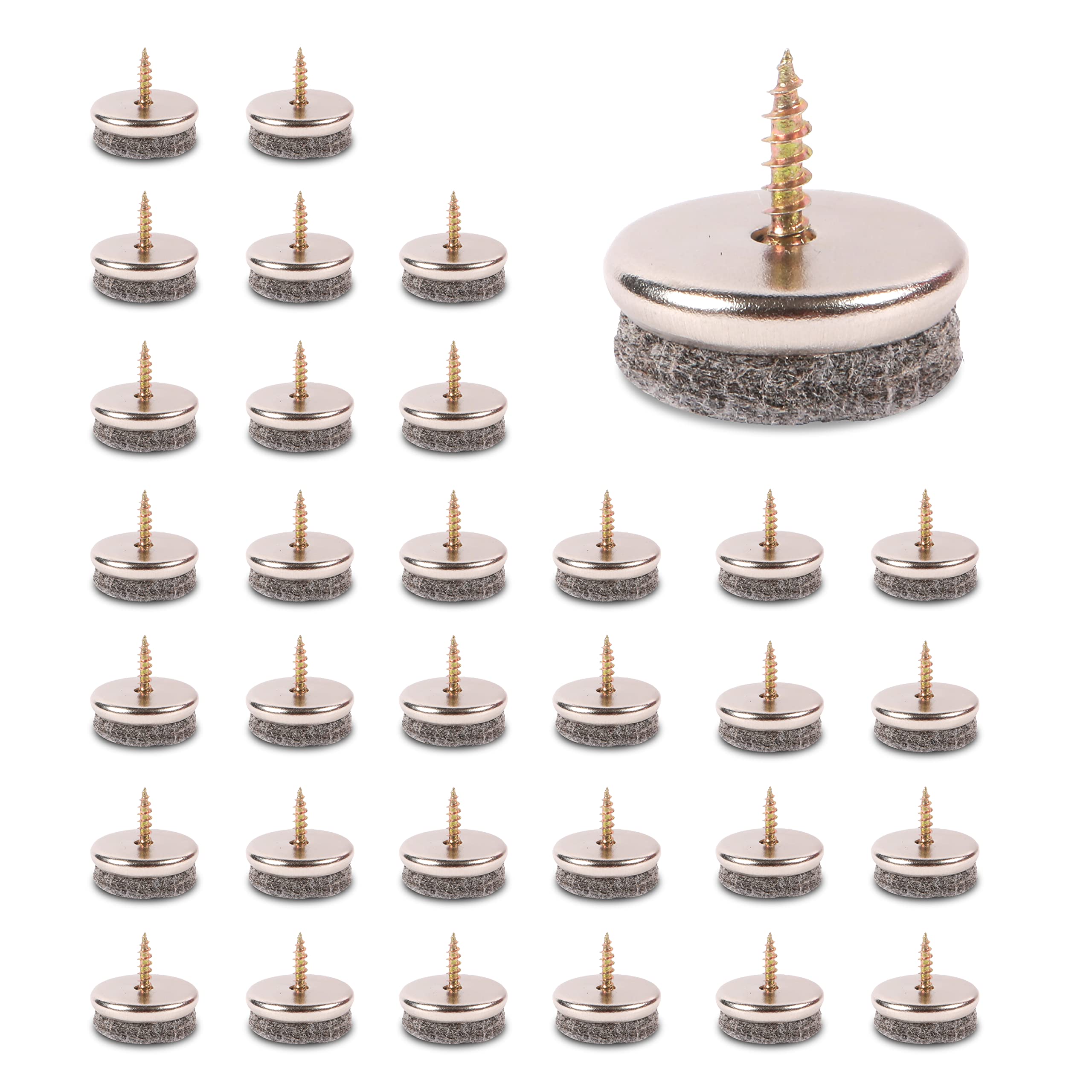 SIMALA Chair Leg Floor Protectors - 24mm Diameter Furniture Pads Floor Protectors, 5MM Thick For Durability. 32 Pack Felt Pads For Furniture Feet with Easy Screw Installation โ image 1