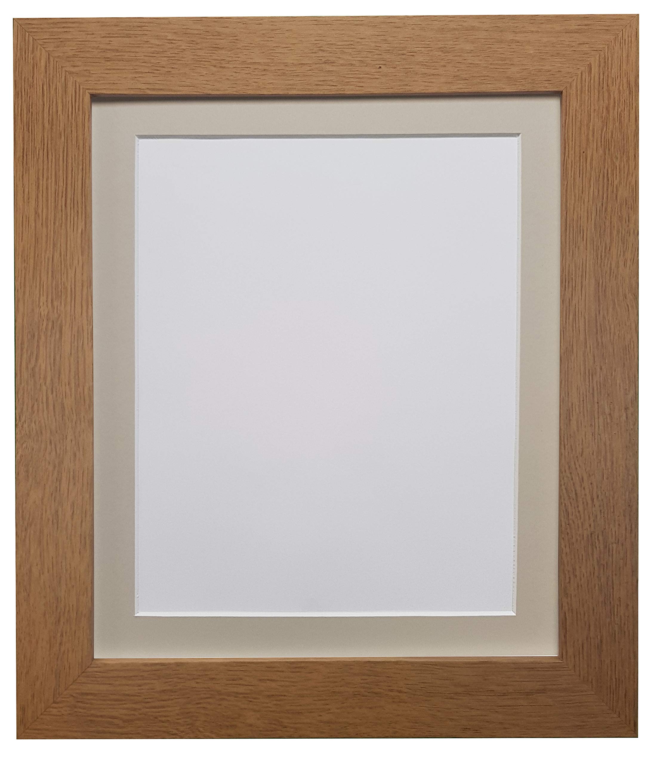 FRAMES BY POST Metro Oak Photo Picture Poster Frame with Light Grey Mount Plastic Glass 20" x 16" For Pic Size A3