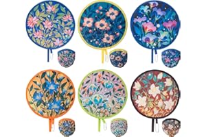GENERIC Trillionn 6 Pack Foldable Hand Fans for Women, Compact Portable Pocket-Sized Handheld Cooling Fan, Lightweight Girls Handheld Fan for Travel, Weddings, Outdoor Events Blue