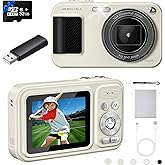 FHD 1080P 48MP Kids Camera, Autofocus Point and Shoot Digital Camera with 32GB Card, 16X Zoom Anti-Shake, Compact Small Camera with 1500mAH Built-in Batteries for Boys and Girls