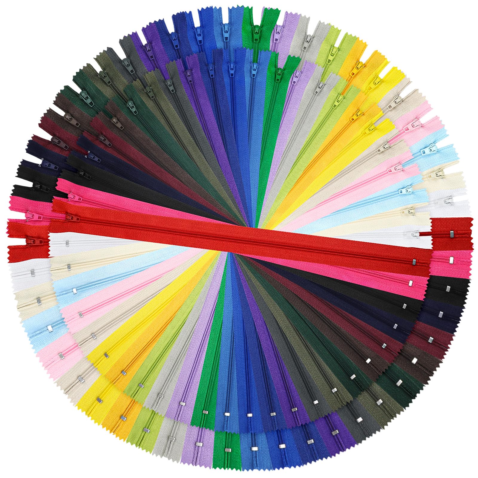 DOITEM 48pcs 8 Inch 12 Inch Zippers Sewing 20cm 30cm Nylon Coil Colorful Zippers Zips Zip Sewing Crafts 24 Assorted Colors (Multicoloured, 20cm 30cm)