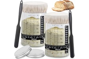 METLUCK 2 Pack Glass Sourdough Starter Jar, Large 34oz Wide Mouth Sourdough Starter Kit for Homemade Sourdough Bread Making, 