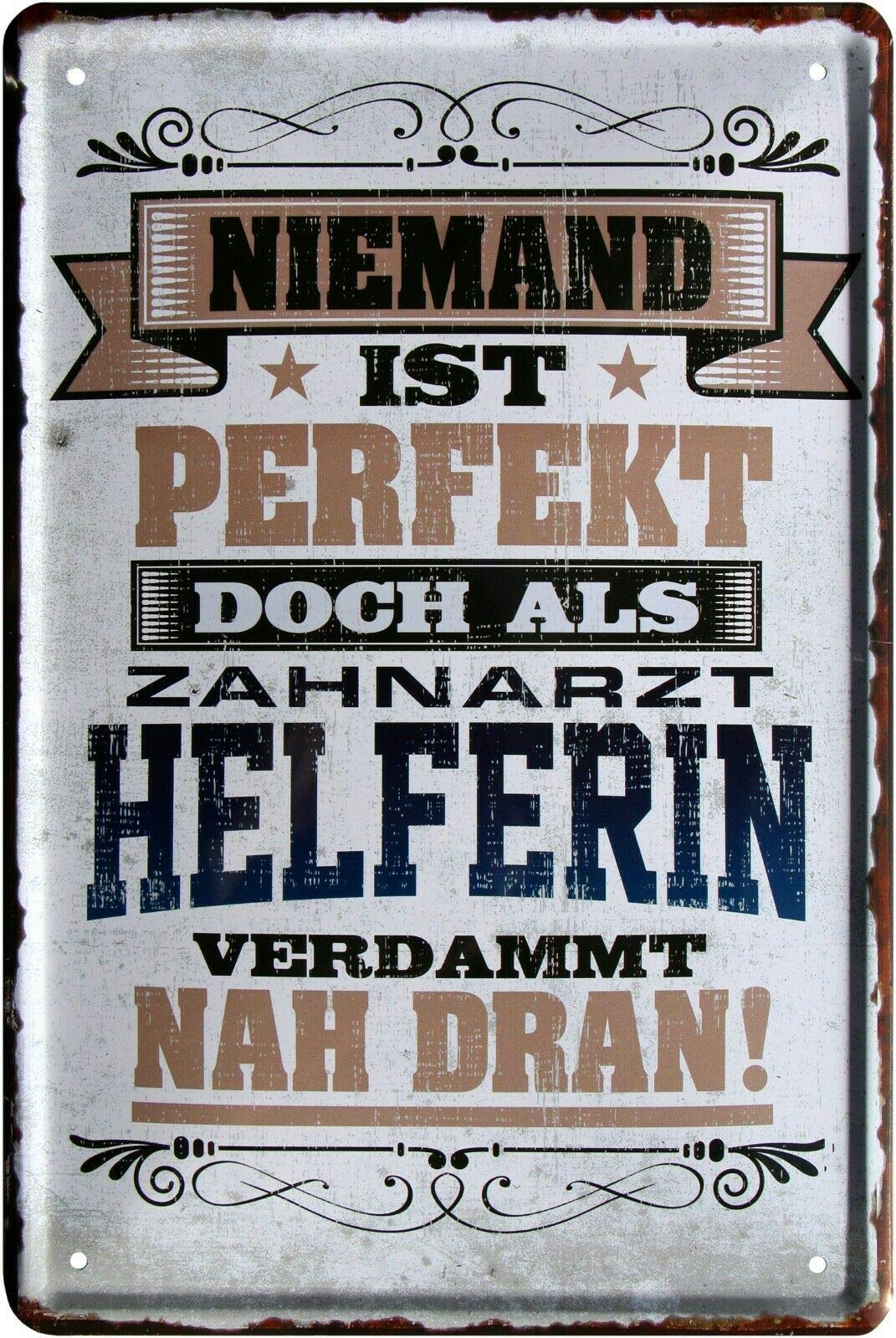 Nobody is perfect, but as a dentist helferin 20 x 30 cm metal sign 2192