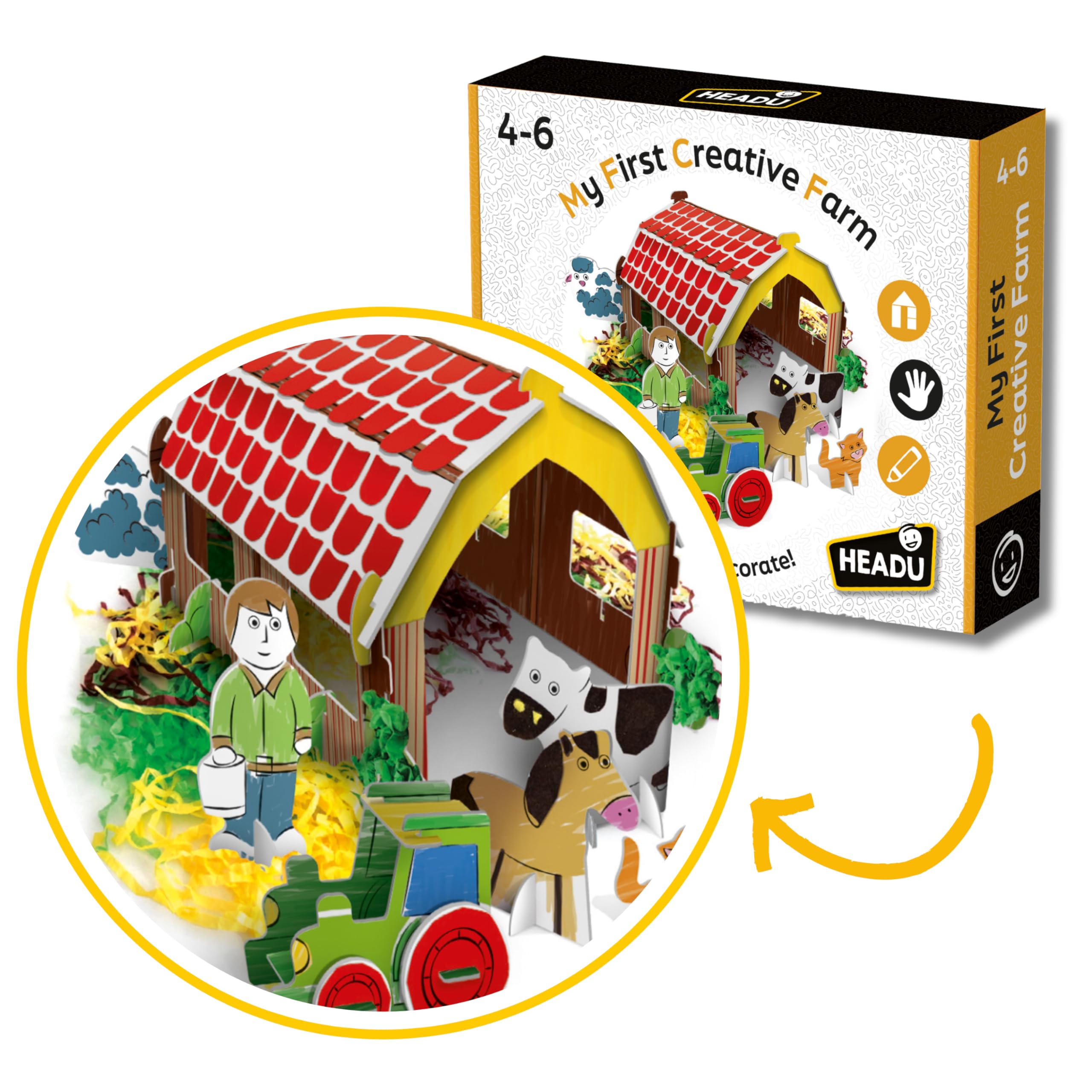 Headu - My First Creative Farm Kids Craft Set, Craft Kit, Children's Craft Kits, Build, Cut Out, Colour, Decorate, Ages 4-6, Arts and Crafts for Kids — image 1