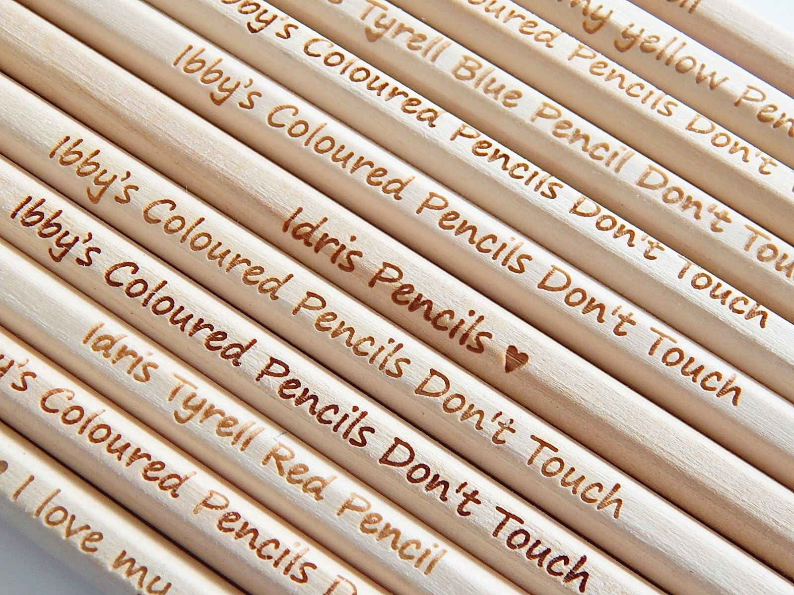 acetoys engraving servicePERSONALISED WOODEN COLOURED PENCIL SET OF 12 ENGRAVED PENCILS -NOT CHEAP GOLD BLOCK THAT RUBS OFF. WHY NOT HAVE A MORE DEFINED CLASSY PRODUCT (VARIED TEXT)