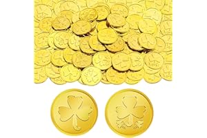 SEPGLITTER St. Patrick's Day Shamrock Gold Coins, 80Pcs Gold Coins Plastic Shamrock Coins Good Luck Gold Table Coins for St. Patrick's Day Decorations Irish Festival Supplies Party Favors