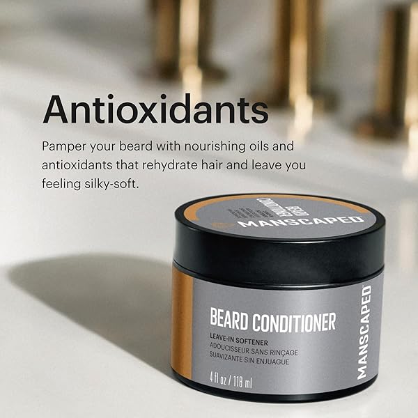 MANSCAPED® ULTRAPREMIUM BEARD CONDITIONER, LEAVE-IN SOFTENER WITH NOURISHING OILS AND ANTIOXIDANTS, SHEA BUTTER, EUCALYPTUS, LAVENDER, COCONUT OIL HYDRATES & RESTORES MOISTURE, (4 OZ)