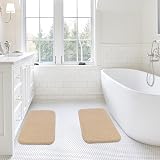 Non Slip Bath Mat 2 Pack 40x60cm Beige Absorbent Ultra Soft view 2