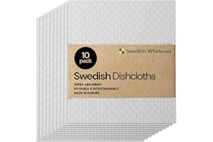 Swedish Wholesale Swedish DishCloths for Kitchen- 10 Pack Reusable Paper Towels Washable - Eco Friendly Cellulose Sponge Microfiber Dish Cloths - Kitchen Essentials - White