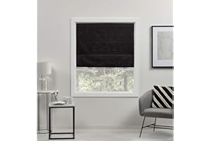Exclusive Home Curtains Acadia 100% Blackout Polyester Roman Shade, 34"x64", Black