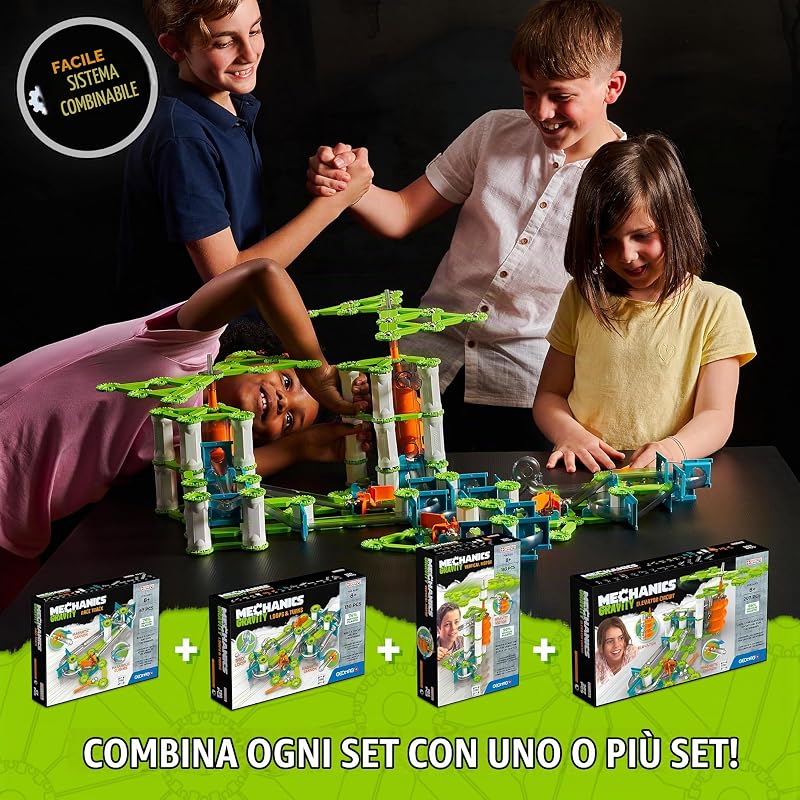 - Mechanics Gravity Elevator Circuit - Gioco Educativo e Creativo per Bambini - Costruzioni Magnetiche, Circuito con Blocchi Magnetici - Confezione da 207 Pezzi