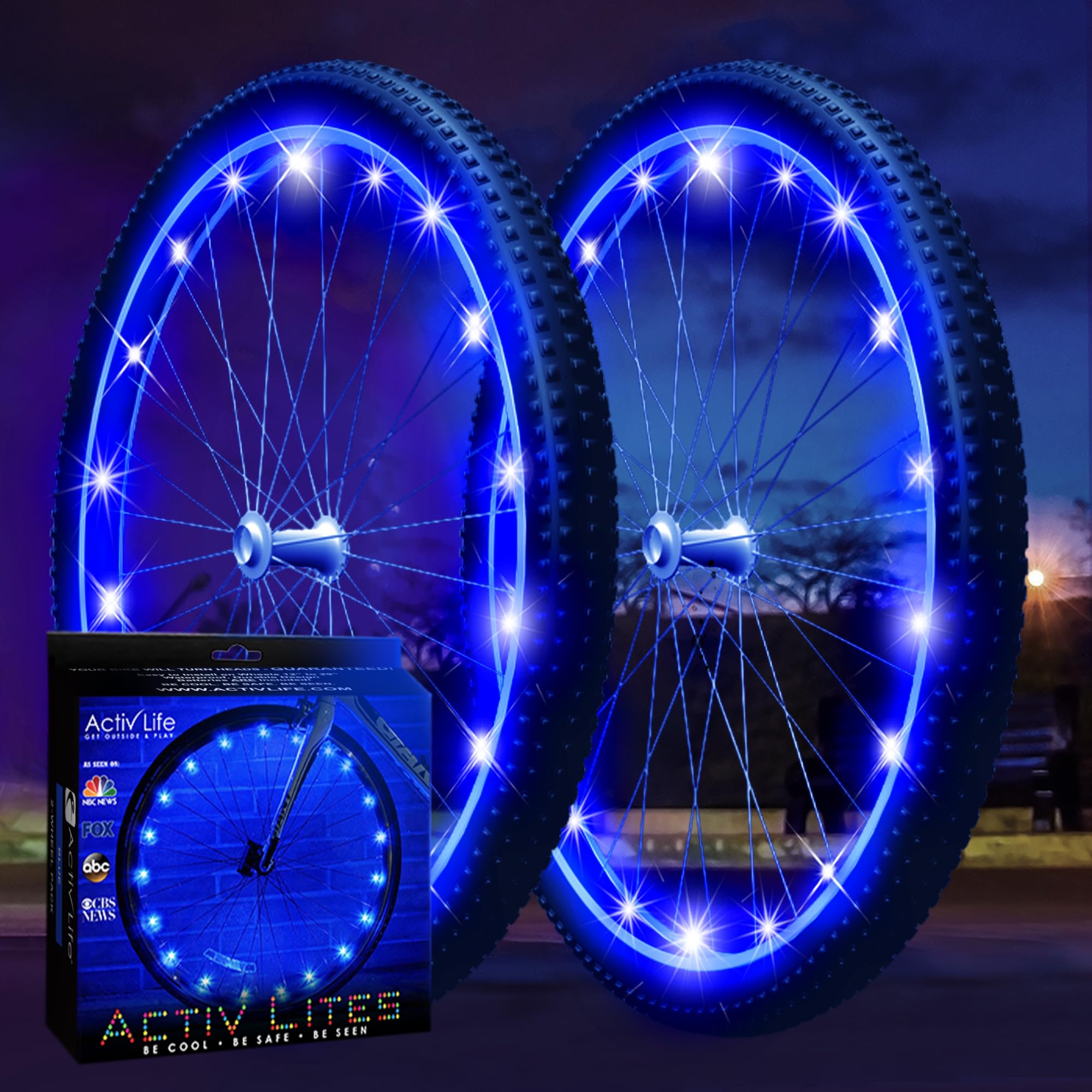 Activ Life LED Bike Wheel Lights: Light Up Your Summer Adventures, 100% Brighter & Visible from All Angles for Ultimate Safety and Style - Batteries Included, Great Gift, 2-Tire Pack, Blue