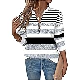 SOLY HUX Women's Plus Size Striped Quarter Zip Sweatshirt Color Block Long Sleeve Crew Neck Casual Pullover Tops