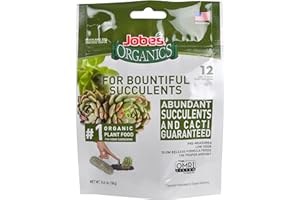 Jobe's Organics Succulent Fertilizer Spikes, Easy Plant Care for Succulent, Cactus, and Aloe Vera Plants, 12 Count