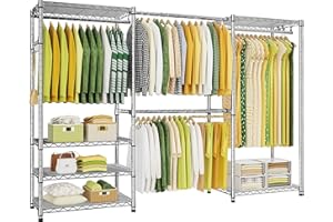 Ulif E1 Heavy Duty Clothes Garment Rack, 6-Tier Metal Freestanding Clothing Storage and Organizer with 4 Hanger Rods, Easy to