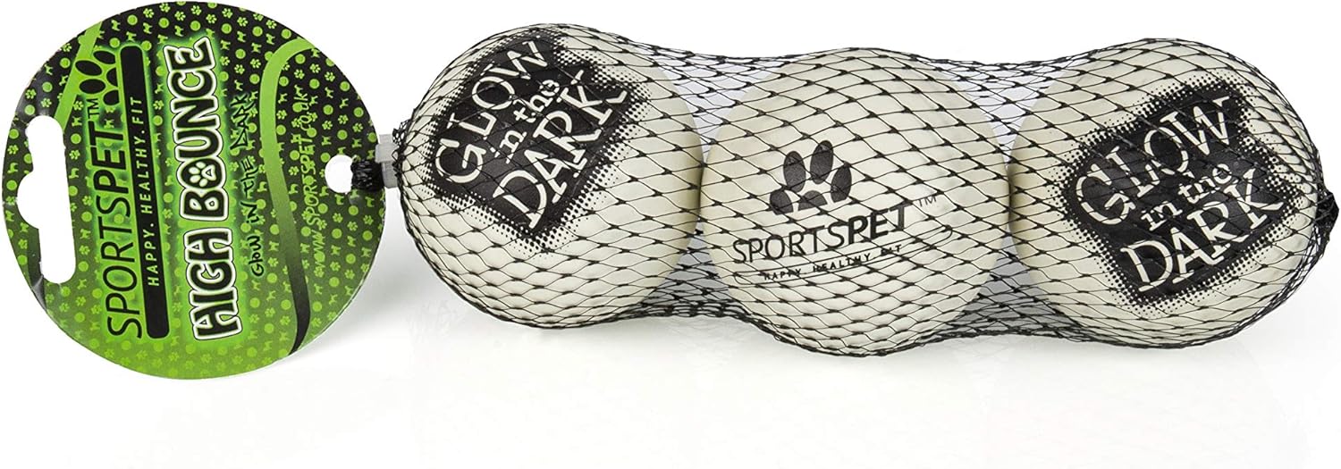 SPORTSPET High Bounce Natural Rubber Dog Balls Glow in the Dark 3 Pack (60mm), Blue, Green, Black, 3 Count (Pack of 1) - Image 5
