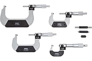 Fowler 52-224-104 Inch Outside Digit Micrometer Set, 0-4" Measuring Range, 0.0001" Graduation, Set of 4