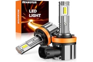 BEAMOTOR Unleash Brilliance-H11/H9 LED Bulbs, 1:1 Halogen Size H11/H8/H16 LED Fog Light Bulbs, Genuine Halogen Upgrade, 600% Brighter, 6000K Cool White, Plug & Play, CANbus Ready, Pack of 2