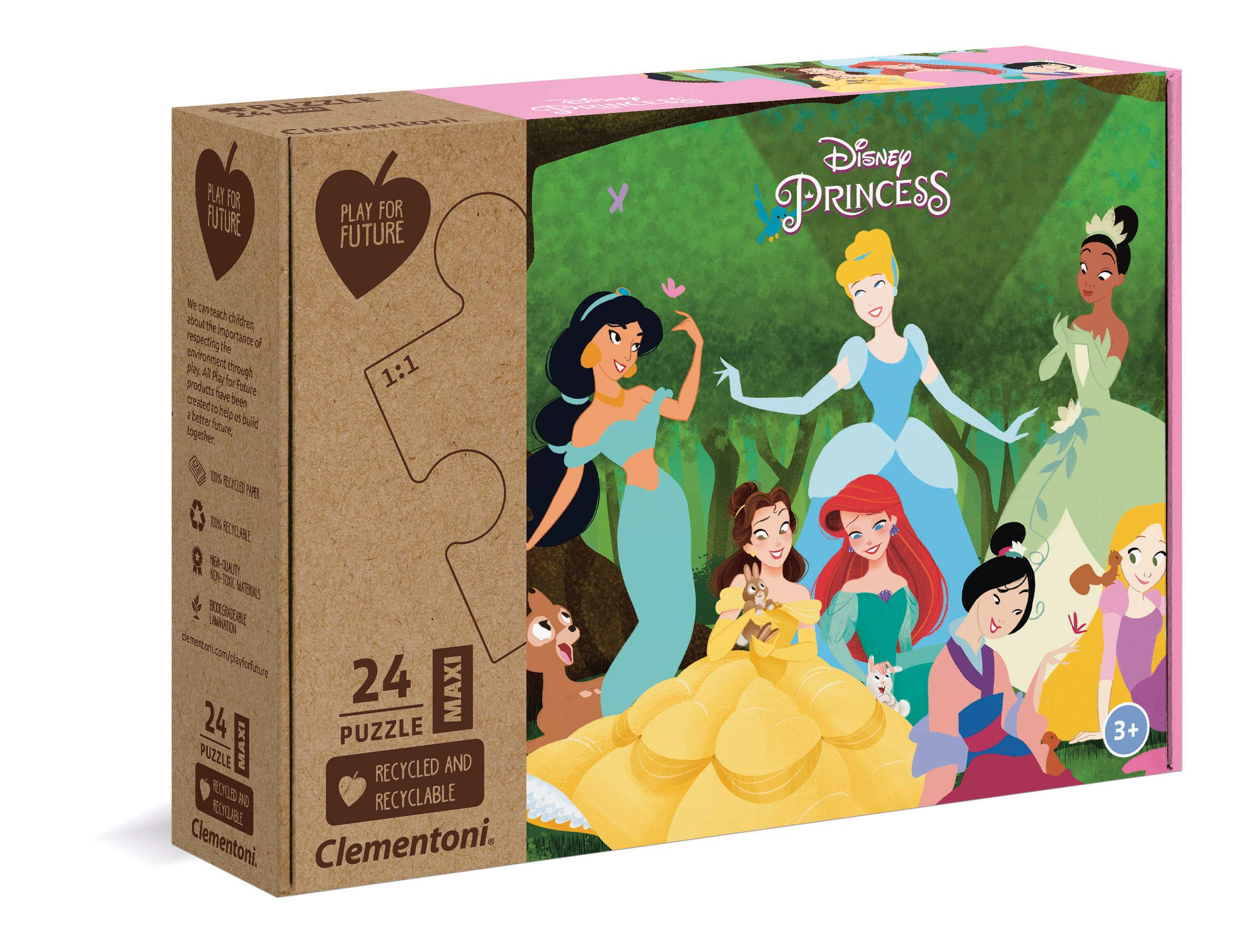 Clementoni - 20257 - Disney Princess - 24 maxi pieces - Made in Italy - 100% recycled materials, jigsaw puzzle for kids