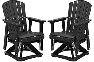 SERWALL Adirondack Swivel Glider Chair, HDPE Swivel Glider Set of 2 for Outdoor, All-Weather Glider Chair for Porch, Balcony, Midnight Black