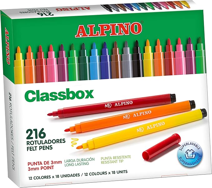 Alpino AR000108 - Pack de 216 rotuladores: Amazon.es: Oficina y papelería