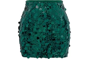 COOUFE Women Sequin Mini Skirt Sexy Sparkle Waist Elastic Stretch Night Out Party Club Short Skirts