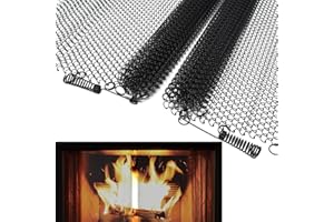 STRDFEVE 2 Pack Fireplace Mesh Screen Curtain,22”x24” Spark Guard Chain for Hearth,Metal Fireplace Replacement Black Hanging Mesh Curtain Screens for Home Wood Burning Fireplace