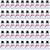 Liliful 50 Pcs Winter Mini Snowman Figurines Christmas Tiny Resin Snowman Decoration with Hat Xmas Micro Landscape Ornament Garden Accessories Mini Winter Ornaments for Crafts DIY Xmas Party