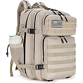 Lovelinks21 45L Tactical Assault Backpack 3 day assault pack with Molle Waterproof backpack Rucksack for Tactical Backpacks (Light Khaki)