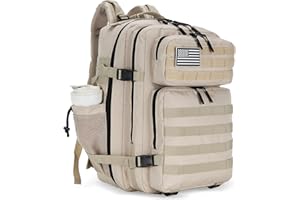 Lovelinks21 45L Tactical Assault Backpack 3 day assault pack with Molle Waterproof backpack Rucksack for Tactical Backpacks (Light Khaki)