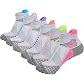 J.WMEET Womens Ankle Socks Athletic Cushioned Breathable Performance Sport Tab Cotton Quarter Women's Running Socks 6 Pack