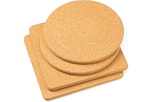 CAZZON Cork Trivets for Hot Dishes, Cork Pot Holder for Hot Pots and Pans 4 Pack 8 Inch, Heat Resistant Cork Board, Hot Pads for Table and Countertop, Thick Cork Coasters for Drinks