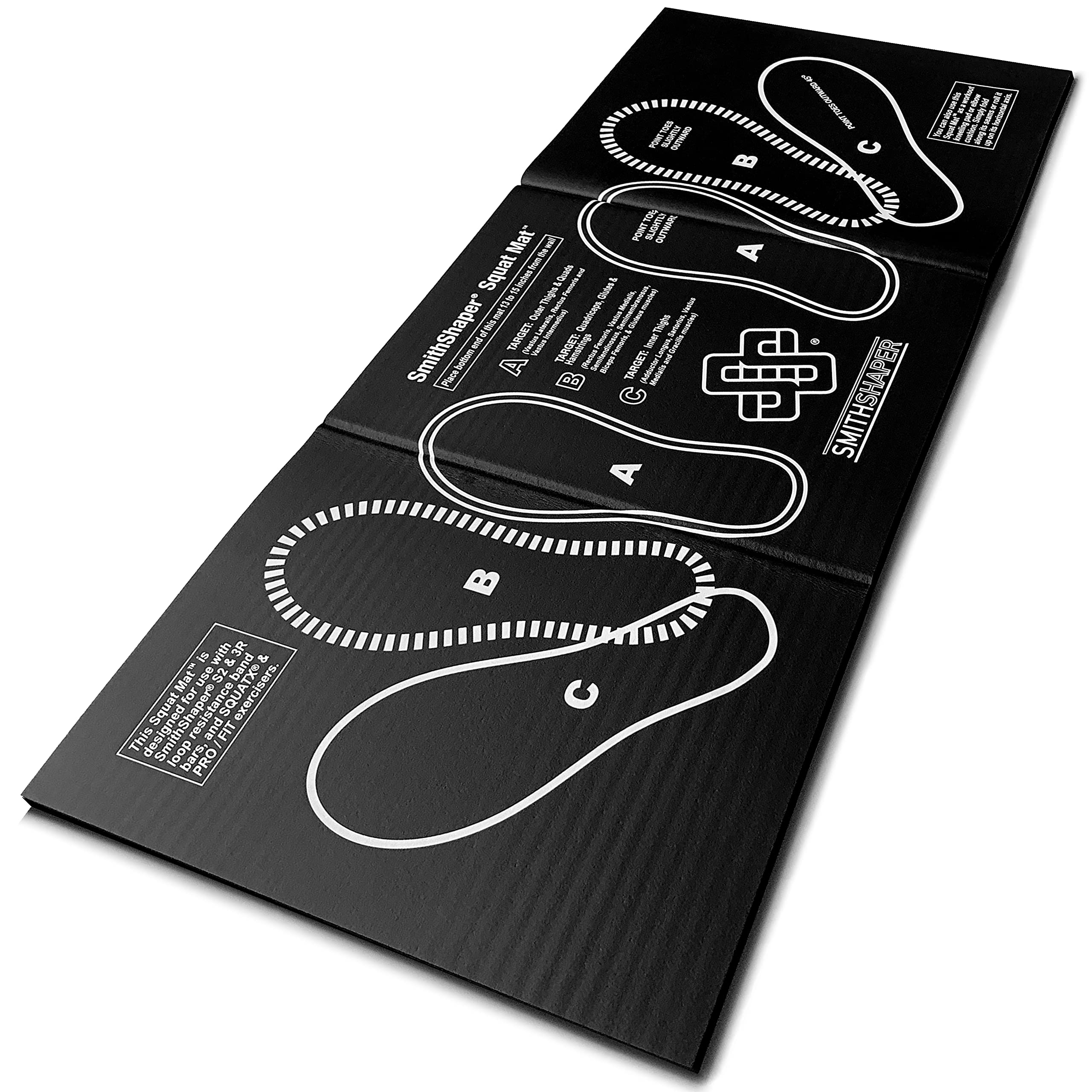 SmithShaper Squat Mat - 30.75" Length - Knee & Leg Muscle Targeting - Folds to 0.90" Thick - Ab Rollouts & Knee Pushups Pad - NBR