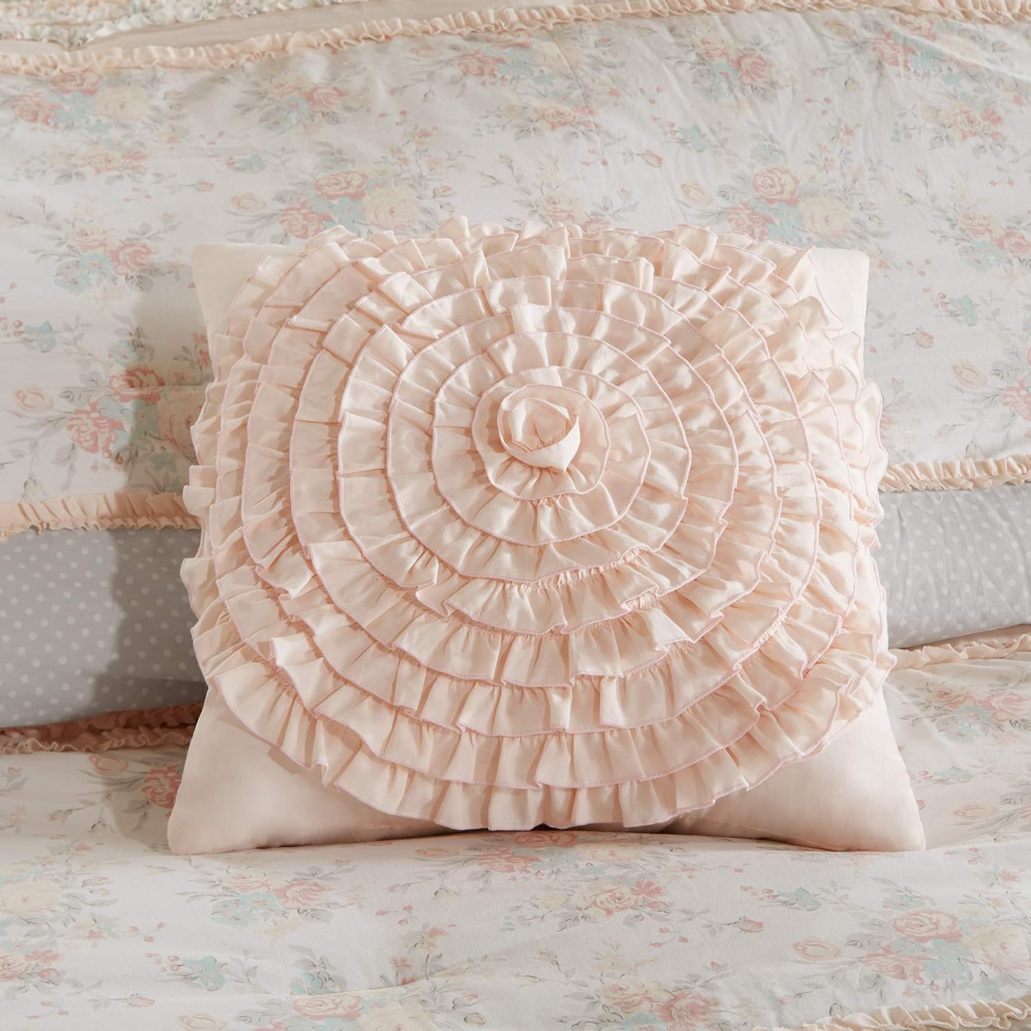 Madison Park 100% Cotton Comforter Set-Modern Cottage Design All Season Down Alternative Bedding, Matching Shams, Bedskirt, Decorative Pillows, Queen(90"x90"), Serendipity, Coral 9 Piece: Home & Kitchen