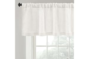 DriftAway Linen Textured Curtain Valances for Windows Light Filtering 3 Inch Rod Pocket Farmhouse Country Rustic Kitchen Valances for Bedroom Living Room Bathroom 18 inch Length Ivory White