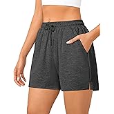 Quenteen Women's 4" Comfy Drawstring Elastic Waist Casual Cotton Sweat Shorts Workout Athletic Shorts with Pockets