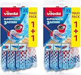 Vileda Supermocio 3 Action Microfibre Mop Head Refill Blue 4 Pack view 1
