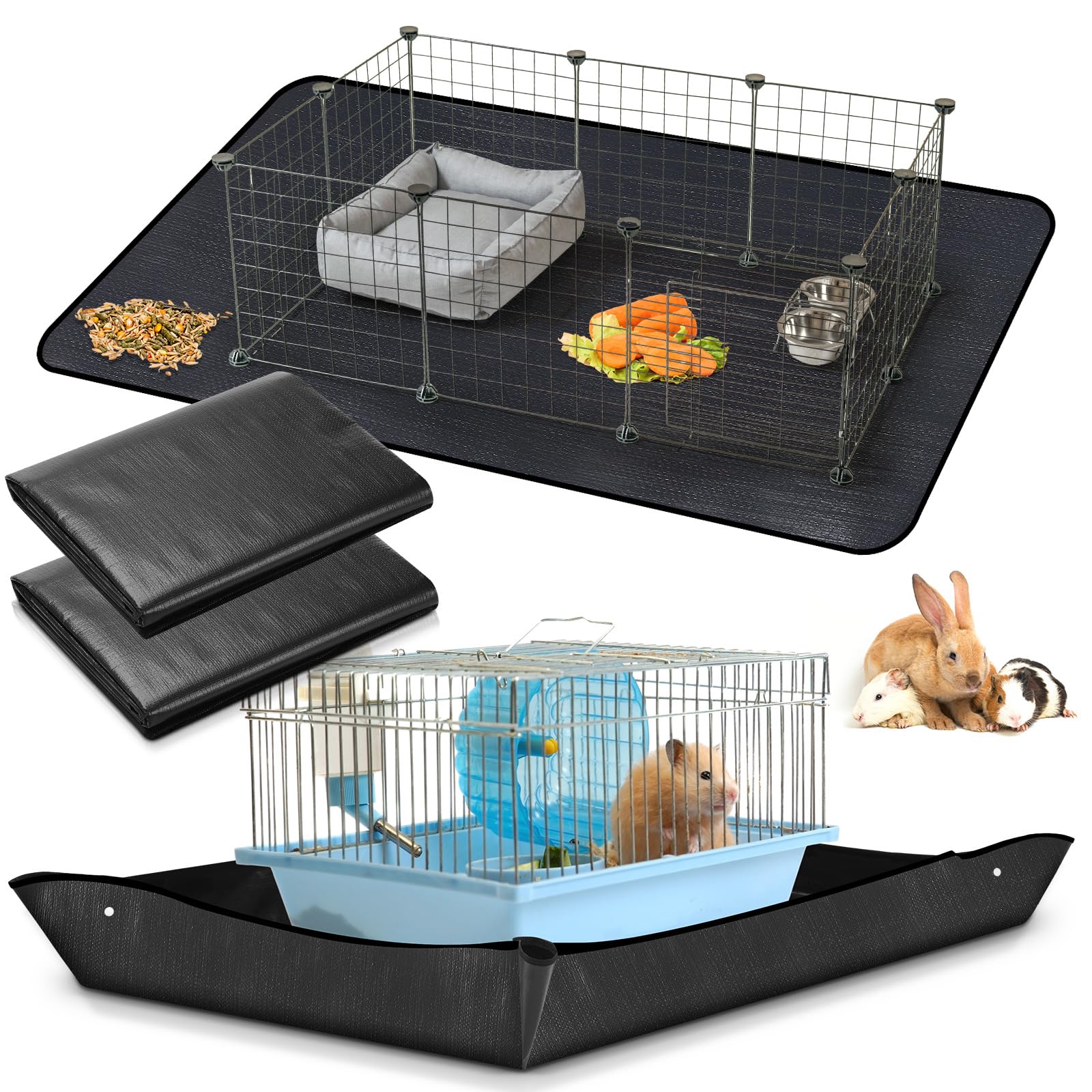 Photo 1 of Abbylike 2Pcs Waterproof Pet Playpen Mat 59"x39" Guinea Pig Cage Liner Tarp Bottom Reusable Base for Rabbits, Bunny, Ferrets and Other Small Animals