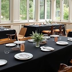 sancua Black Rectangle Tablecloths for 8 Foot