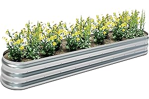 KFN 10FT Galvanized Raised Garden Bed,Raised Garden Bed Kit-Oval Metal Garden Bed,Large Planter Raised Bed Outdoor,Garden Box for Vegetables,Flower,herb